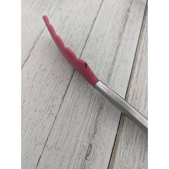 Locking Stainless Steel 10 1/4" Tongs Pink Shell Shaped - Picture 5 of 10